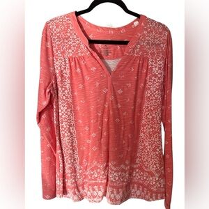 SONOMA - Coral Long Sleeve Top with White Accents